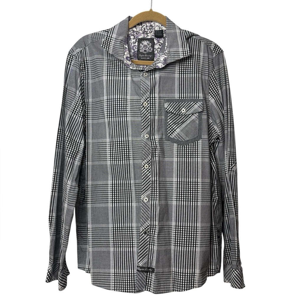 English Laundry Black and White Plaid Button-Down Shirt
